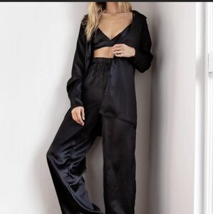 3 piece silky pajama set